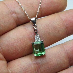 Sterling Silver Diamond & Gemstone Earring Pendant Chain Set